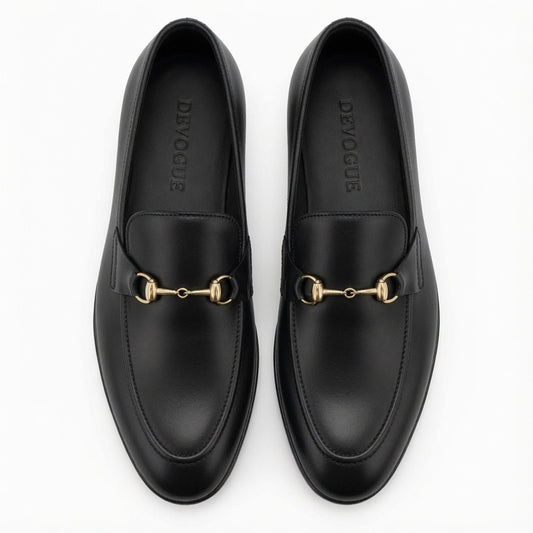 SKU:4001-Black Cow Leather Formal Loafer Style