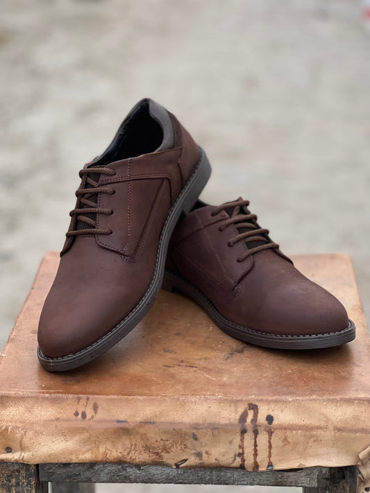 7069-Oily Brown Casual Suede Shoes with extra comfort on back