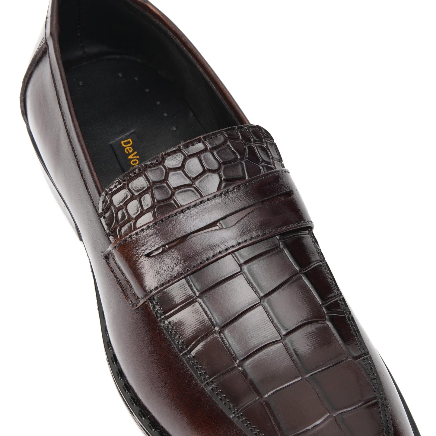 ST-06-Brown Crocodile print Leather Horse bit Formal Loafer Style In Rubber sole