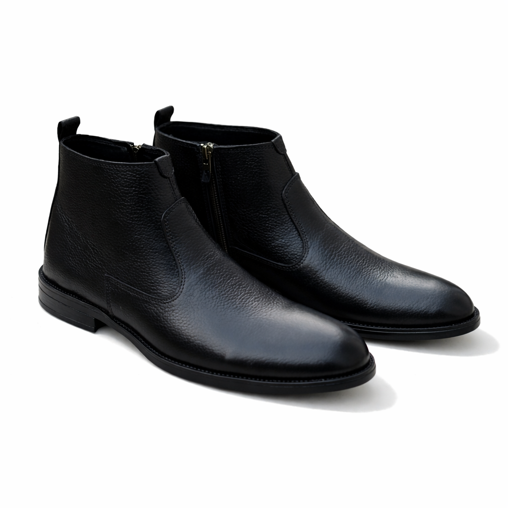 LT-01 Black Mild Ankle Boots Cow Leather - DeVogue