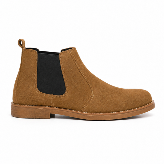 SKU:8011-Camel Suede Cow Leather Chelsea boots