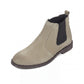 8011-Cream Fawn Suede Leather Chelsea boots