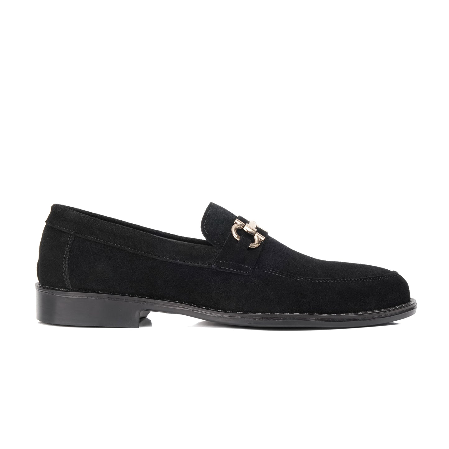 ST-05-Black Suede Cow Leather Horse bit Formal Loafer Style In Rubber sole