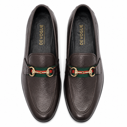 SKU:4030-Brown Grain Premium Formal leather loafers