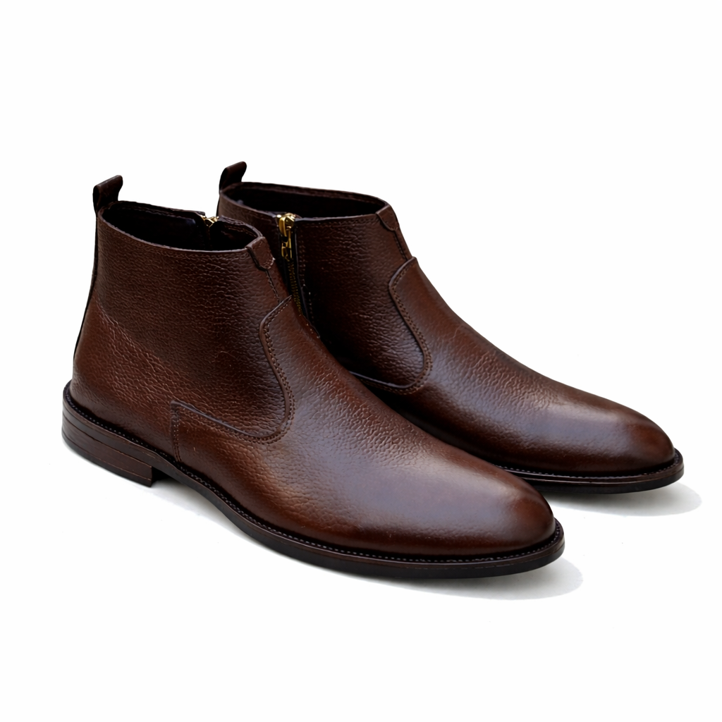 LT-01 Brown Mild Ankle Boots Cow Leather - DeVogue