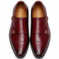 2011-Burgundy Cow Leather Formal Double Monk Style