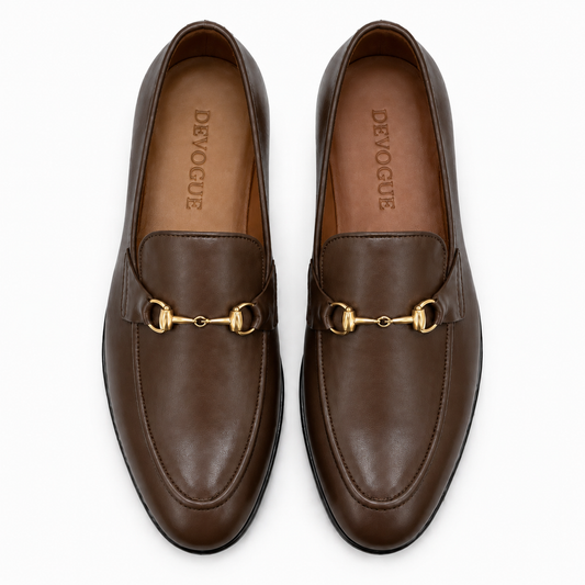 SKU:4001-Brown Cow Leather Formal Loafer Style