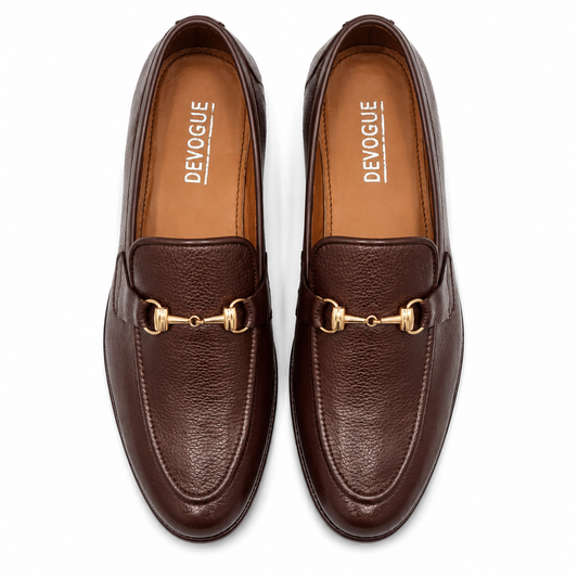 SKU:4020-Brown Grain Premium Formal leather loafers