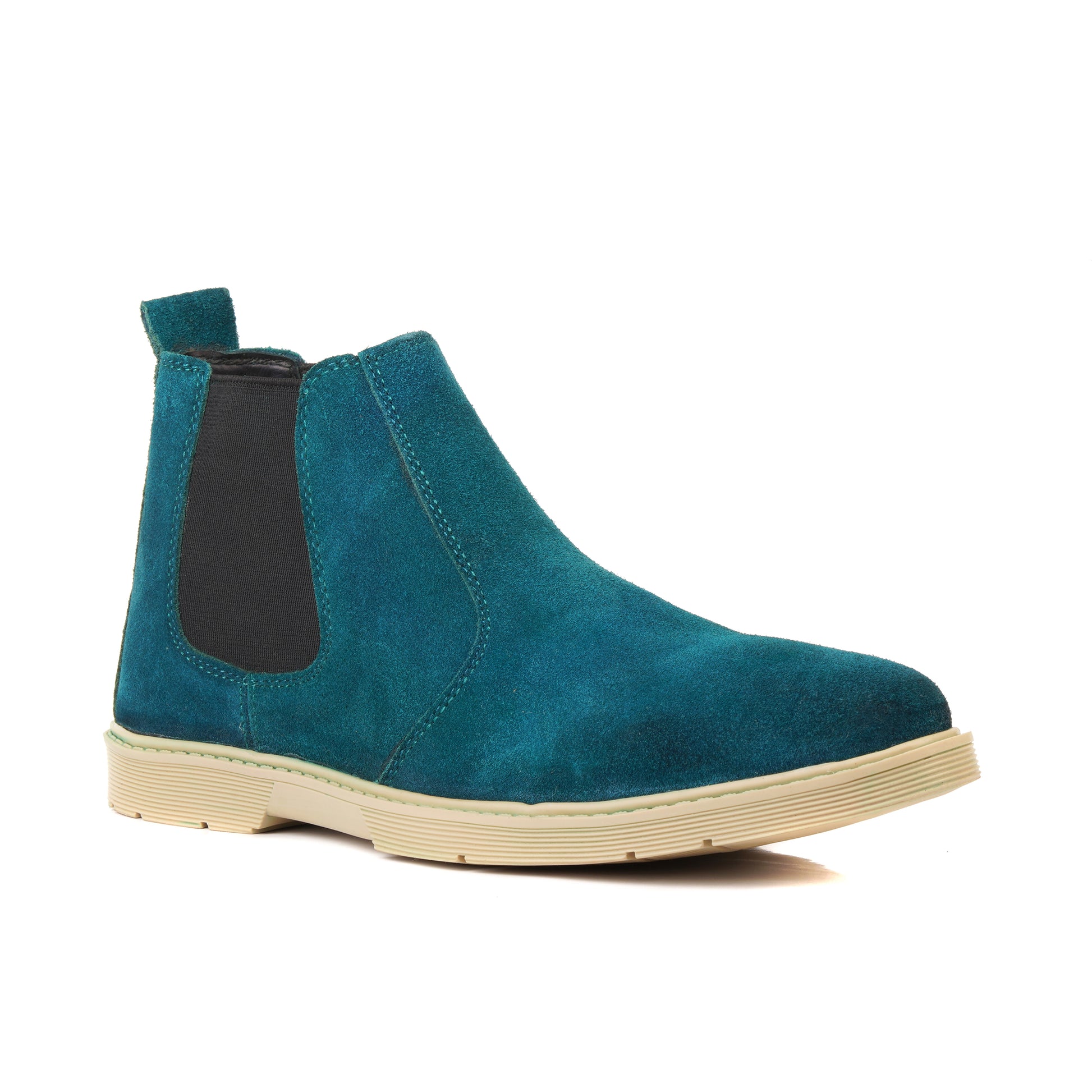 8017-Green Suede Chelsea Boots - DeVogue