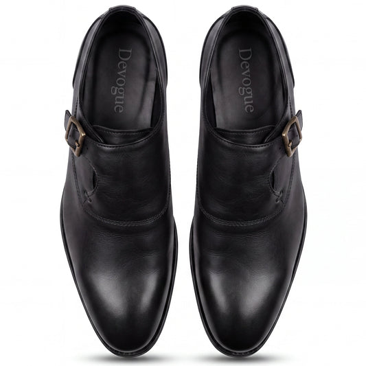 7012-Black Rubber Sole Cow Leather Formal