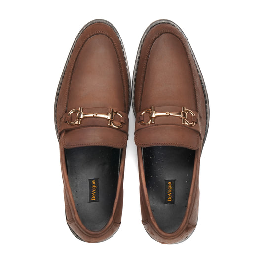 ST-05-Oily Cow Leather Horse bit Formal Loafer Style In Rubber sole - DeVogue