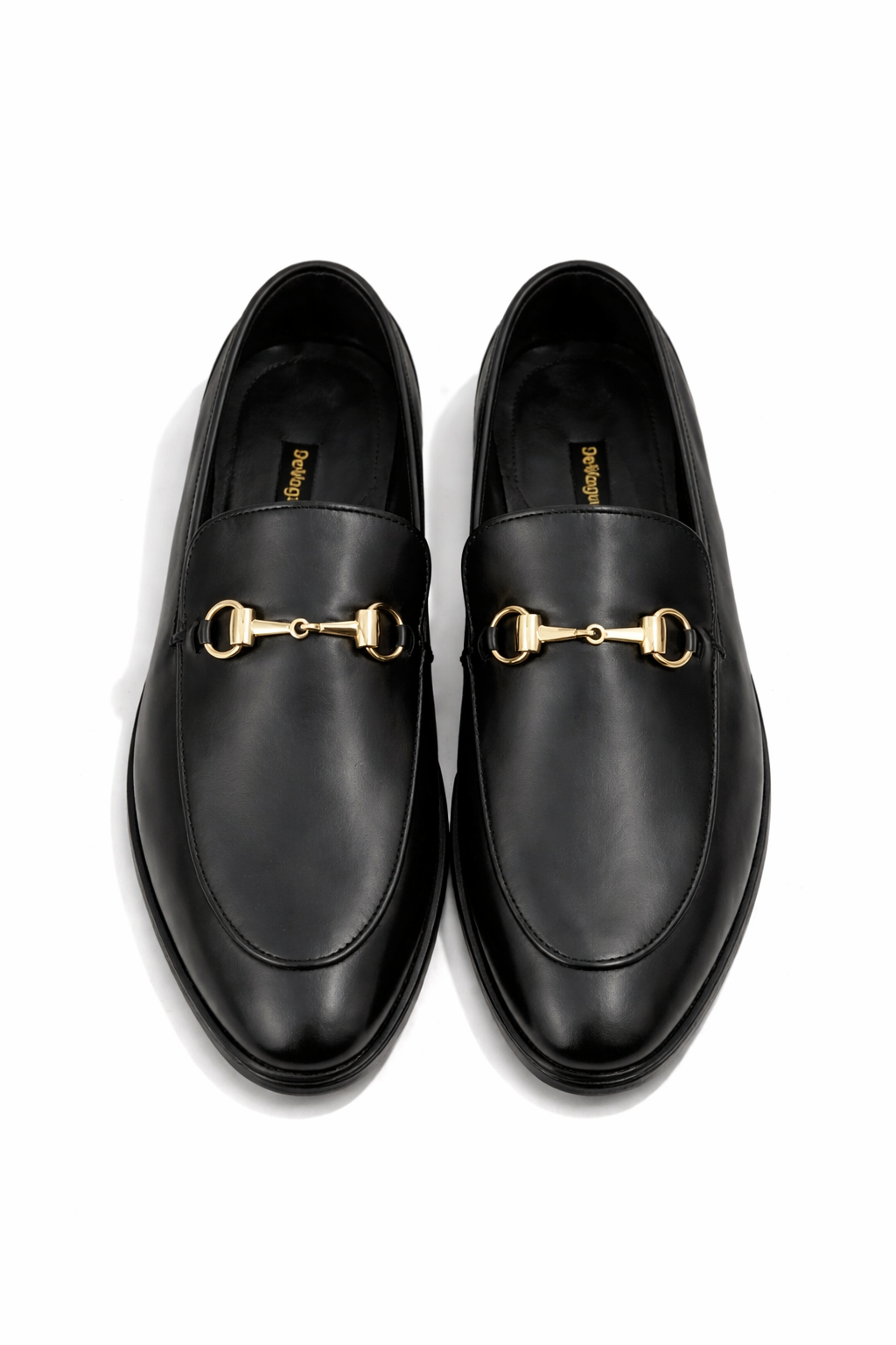 4004-Black Cow Leather Horse bit Formal Loafer Style In Rubber sole - DeVogue