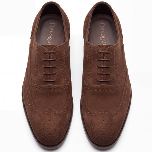 RY-Brown Royal Italian Suede Brown Brogue Formal Laced Shoe