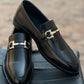 ST-05-Black Cow Leather Horse bit Formal Loafer Style In Rubber sole