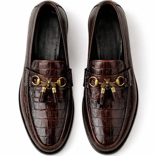 ST-12-Shaded Croc loafers with Patina finish