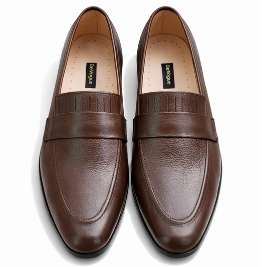 4033-Brown Soft Grain Premium Formal leather loafers