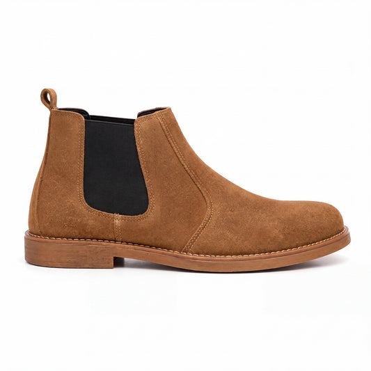 SKU:8011-Camel Suede Cow Leather Chelsea boots