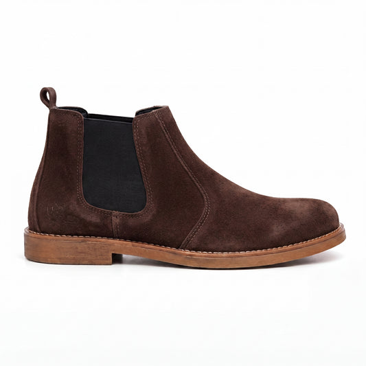 SKU:8011-Brown Suede Cow Leather Chelsea boots
