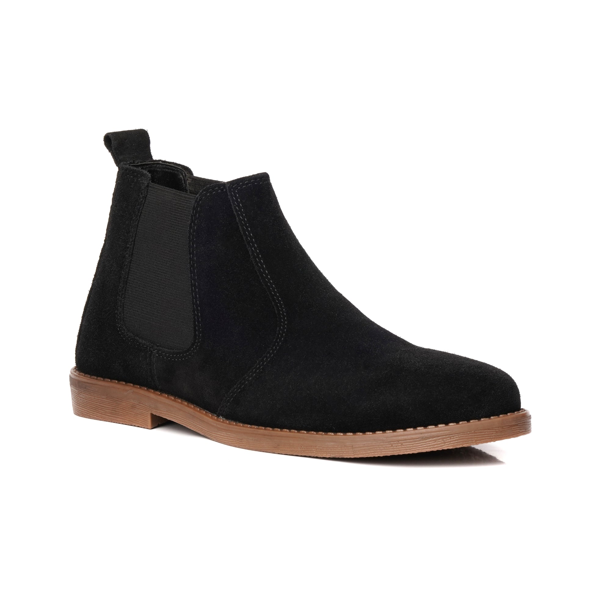 SKU:8011-Black Suede Cow Leather Chelsea boots - DeVogue
