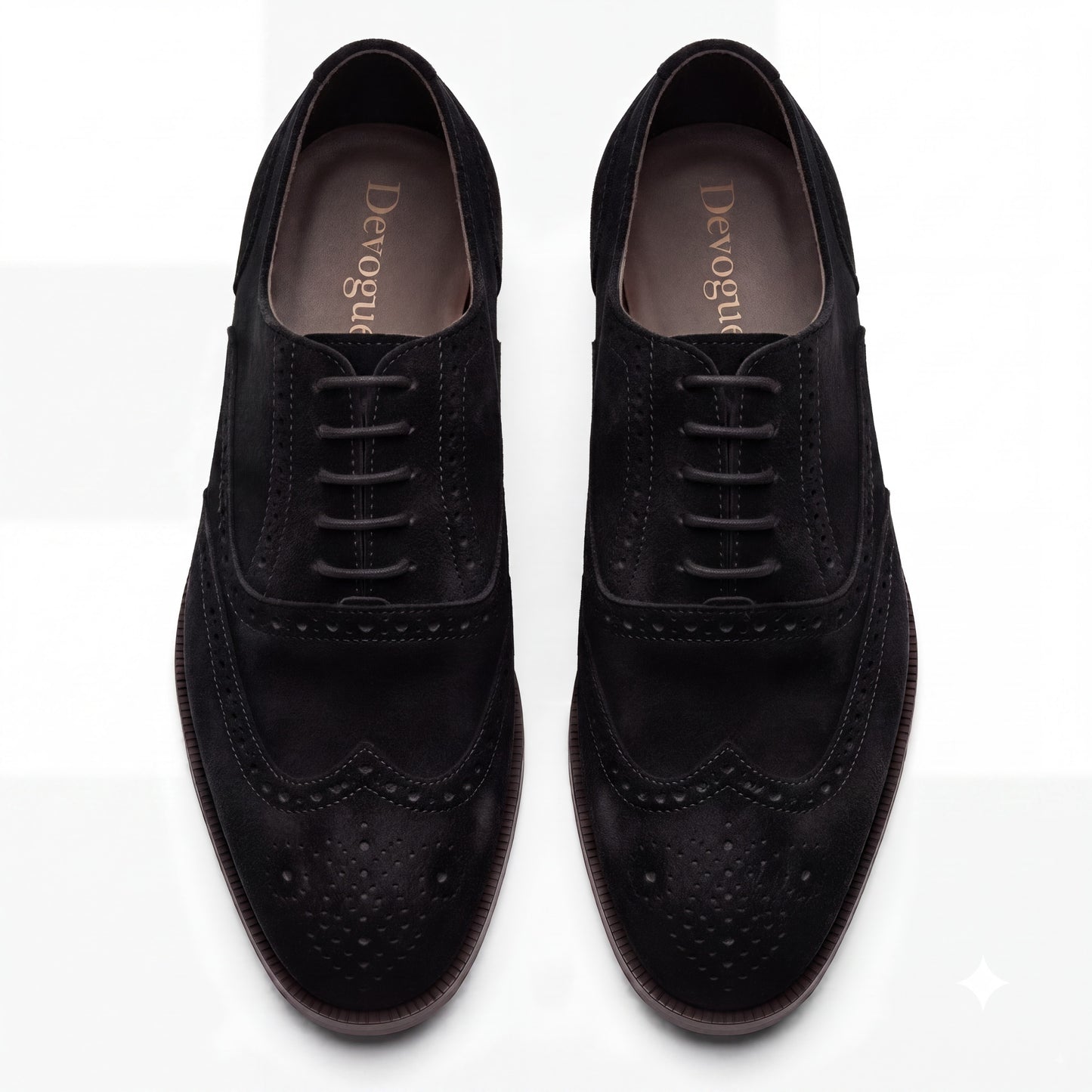 RY-SBlack Royal Italian Suede Black Brogue Formal