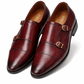 2011-Burgundy Cow Leather Formal Double Monk Style - DeVogue