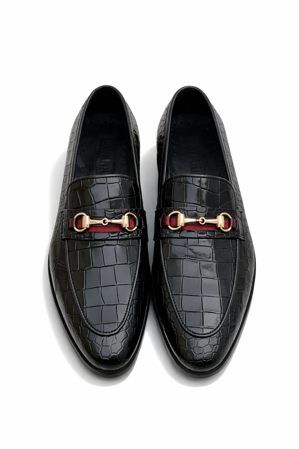 4031-Black Croco Leather Horse bit Formal