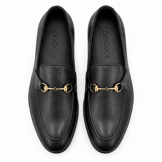 SKU:4001-Black Cow Leather Formal Loafer Style