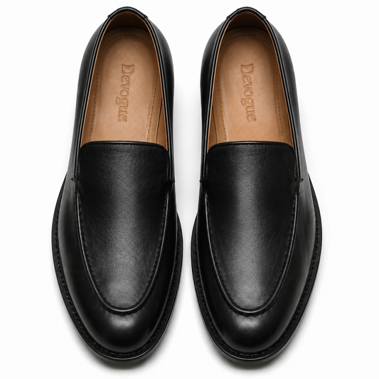 6006-Black Soft Premium Formal leather loafers