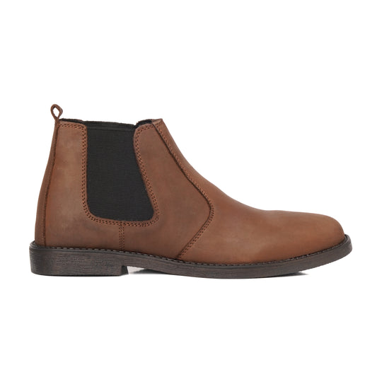 SKU:8010-Brown Cow Leather Chelsea boots - DeVogue