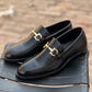 ST-05-Black Cow Leather Horse bit Formal Loafer Style In Rubber sole