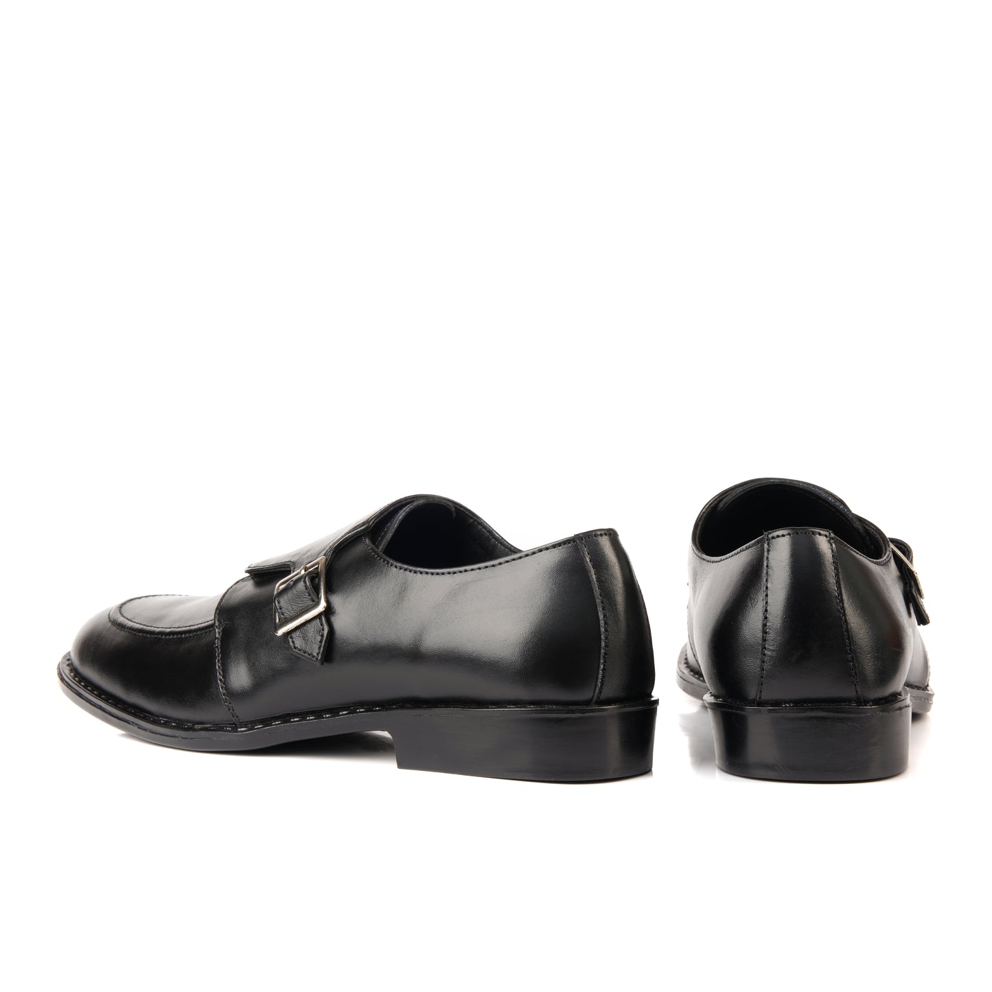 7011-Black Rubber Sole Cow Leather Formal - DeVogue