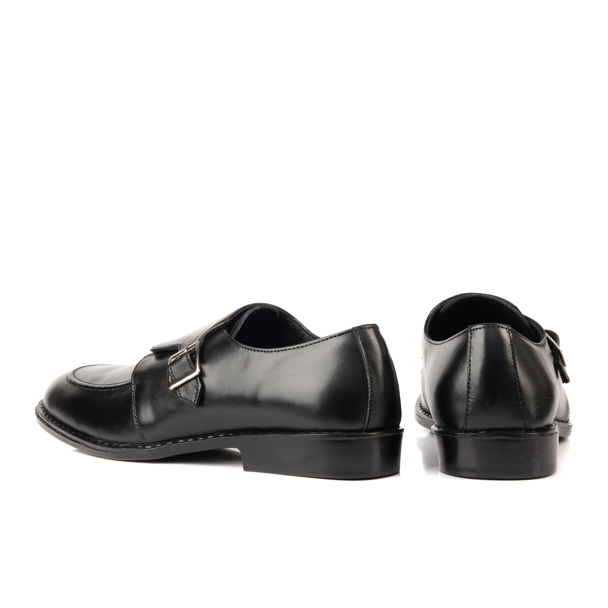 7011-Black Rubber Sole Cow Leather Formal - DeVogue
