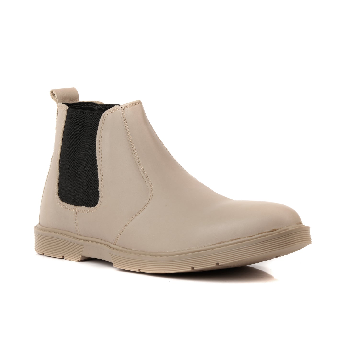 8017-Cream Suede Chelsea Boots - DeVogue