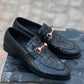 4031-Black Croco Leather Horse bit Formal - DeVogue