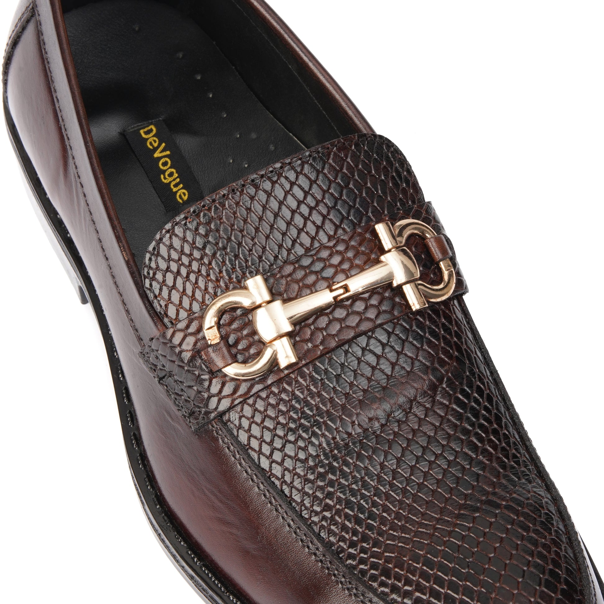 ST-05-Snake Brown Cow Leather Horse bit Formal - DeVogue