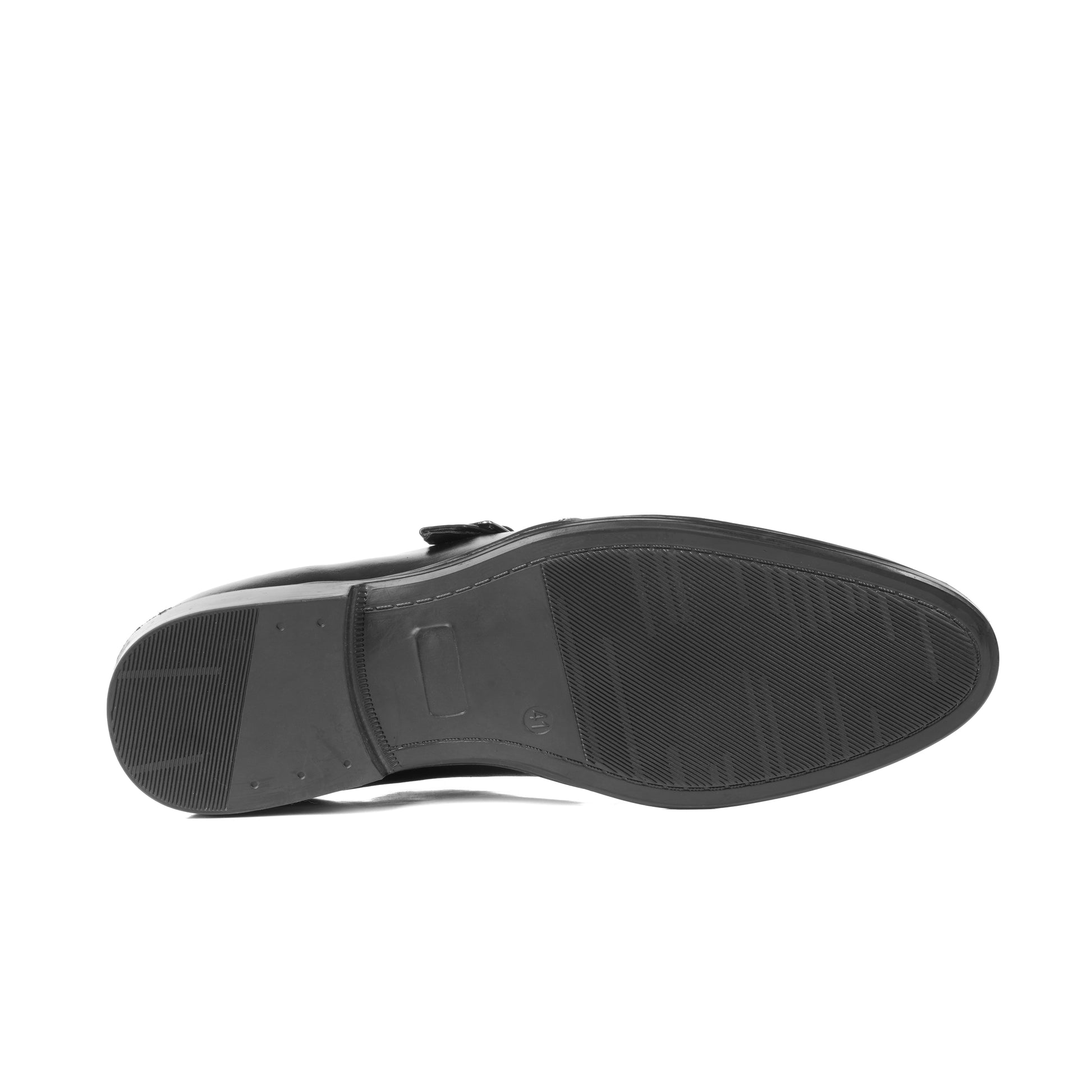 7011-Black Rubber Sole Cow Leather Formal - DeVogue