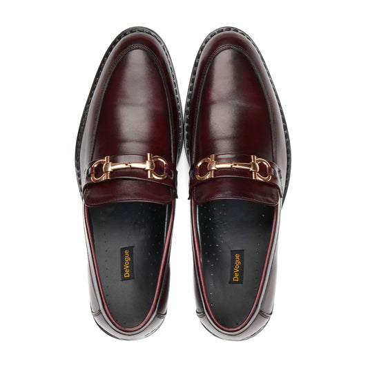 ST-05-Maroon Suede Cow Leather Horse bit Formal Loafer Style In Rubber sole