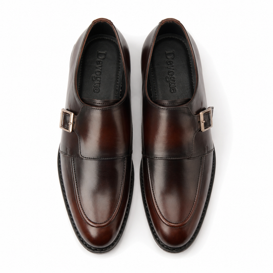 7011-Brown Rubber Sole Cow Leather Formal