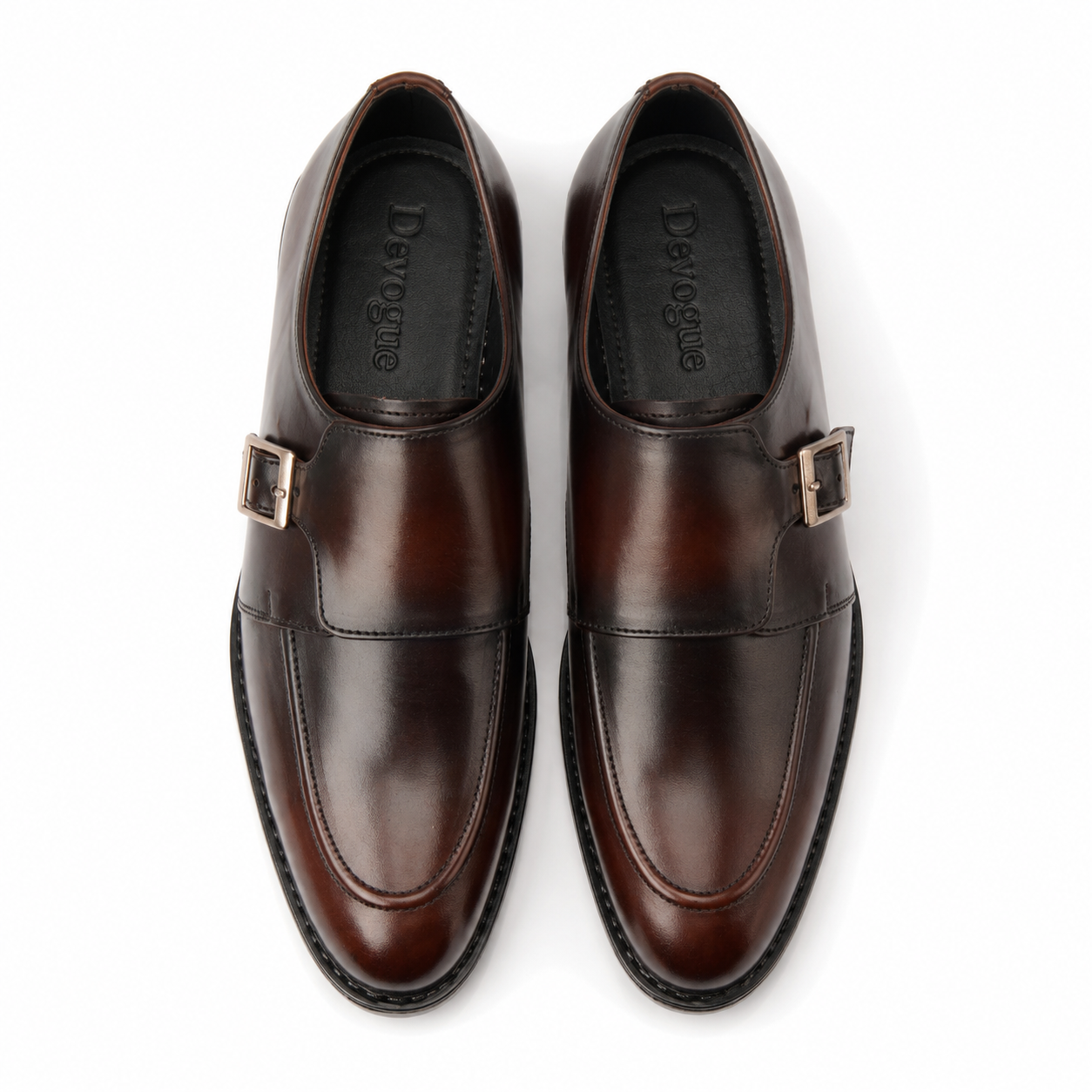 7011-Brown Rubber Sole Cow Leather Formal