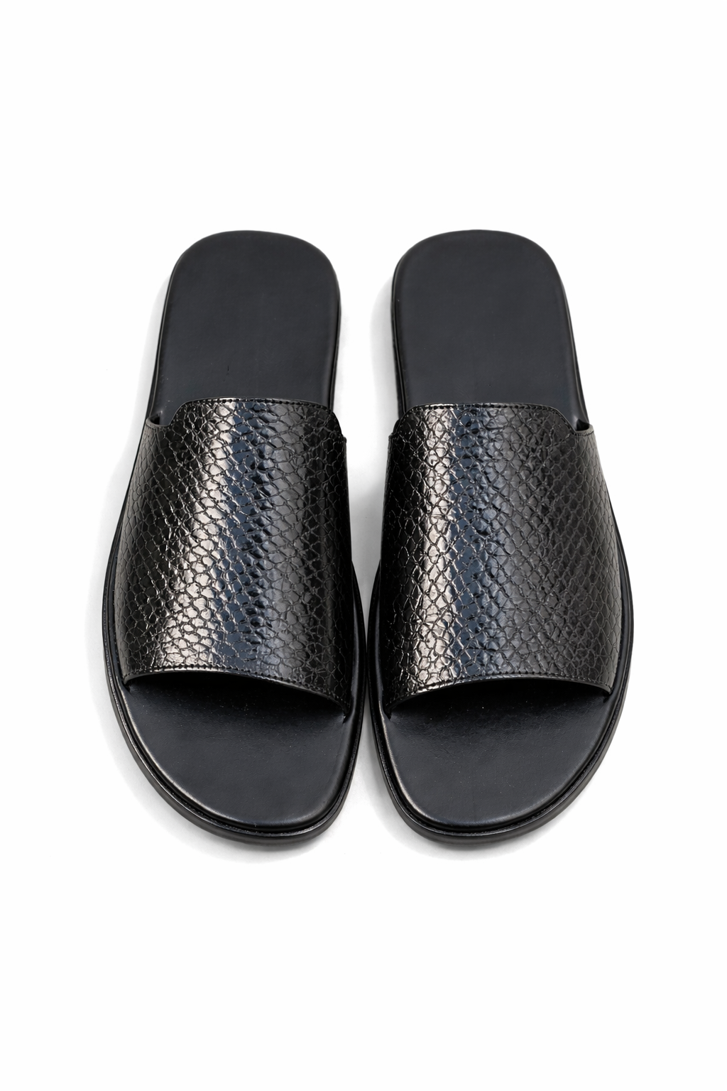 408-Black Chappal style Pure Cow Leather Shoes - DeVogue
