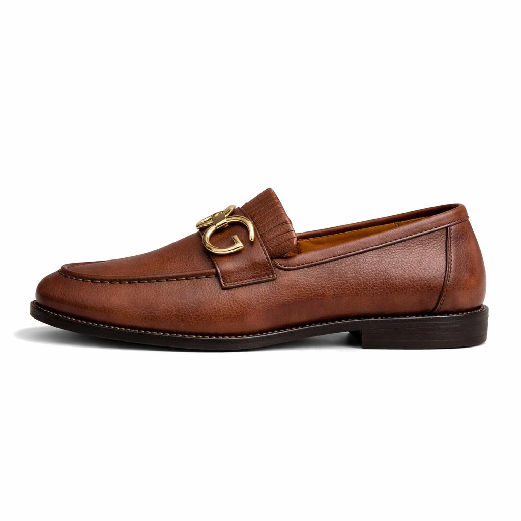 4032-Brown Soft Grain Premium Formal leather loafers