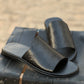408-Black Chappal style Pure Cow Leather Shoes - DeVogue