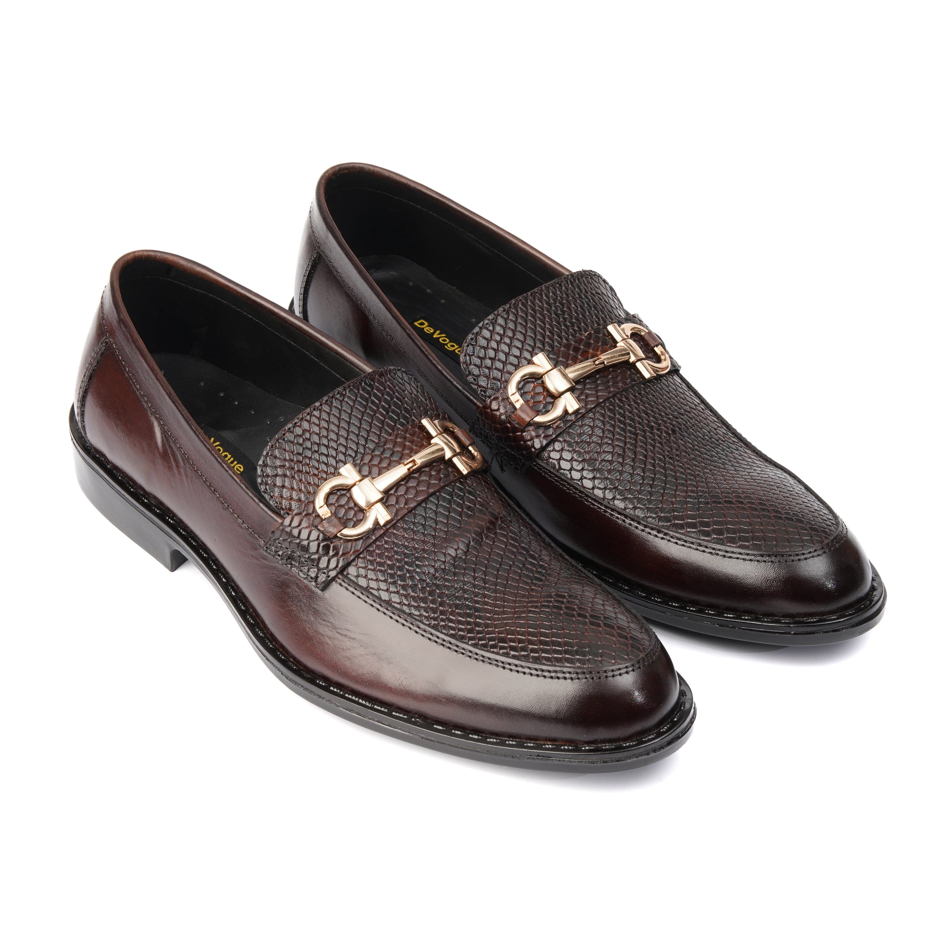 ST-05-Snake Brown Cow Leather Horse bit Formal - DeVogue