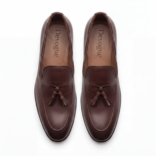 802-Brown Royal Tassel Brown Soft leather Loafers