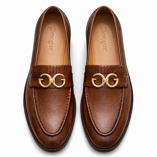 4032-Brown Soft Grain Premium Formal leather loafers