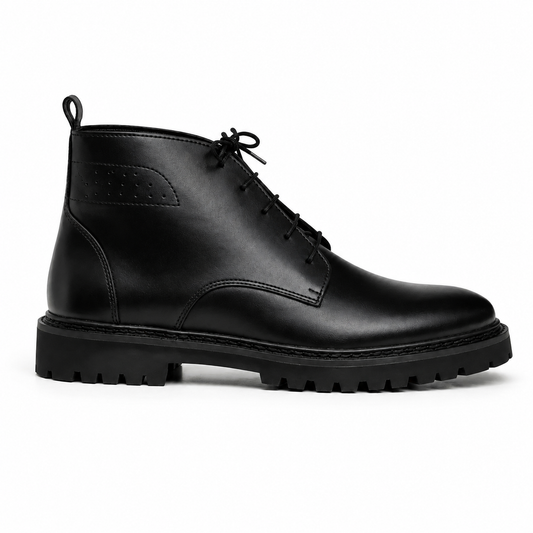 SKU:1006-Black Soft Cow Leather Chukka boots