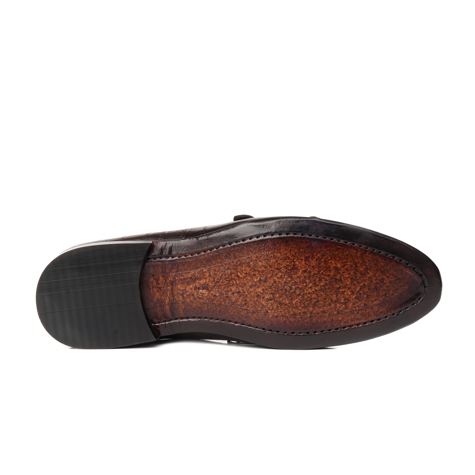 2012-Croco Cow Leather Casual Double Monk Style - DeVogue