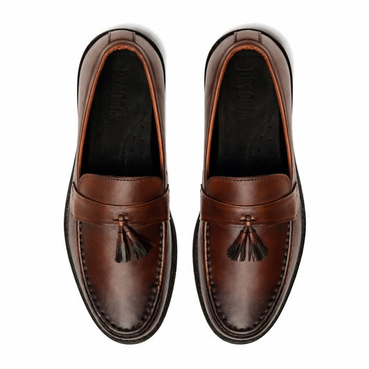 ST-10-Brown loafers with Patina finish - DeVogue