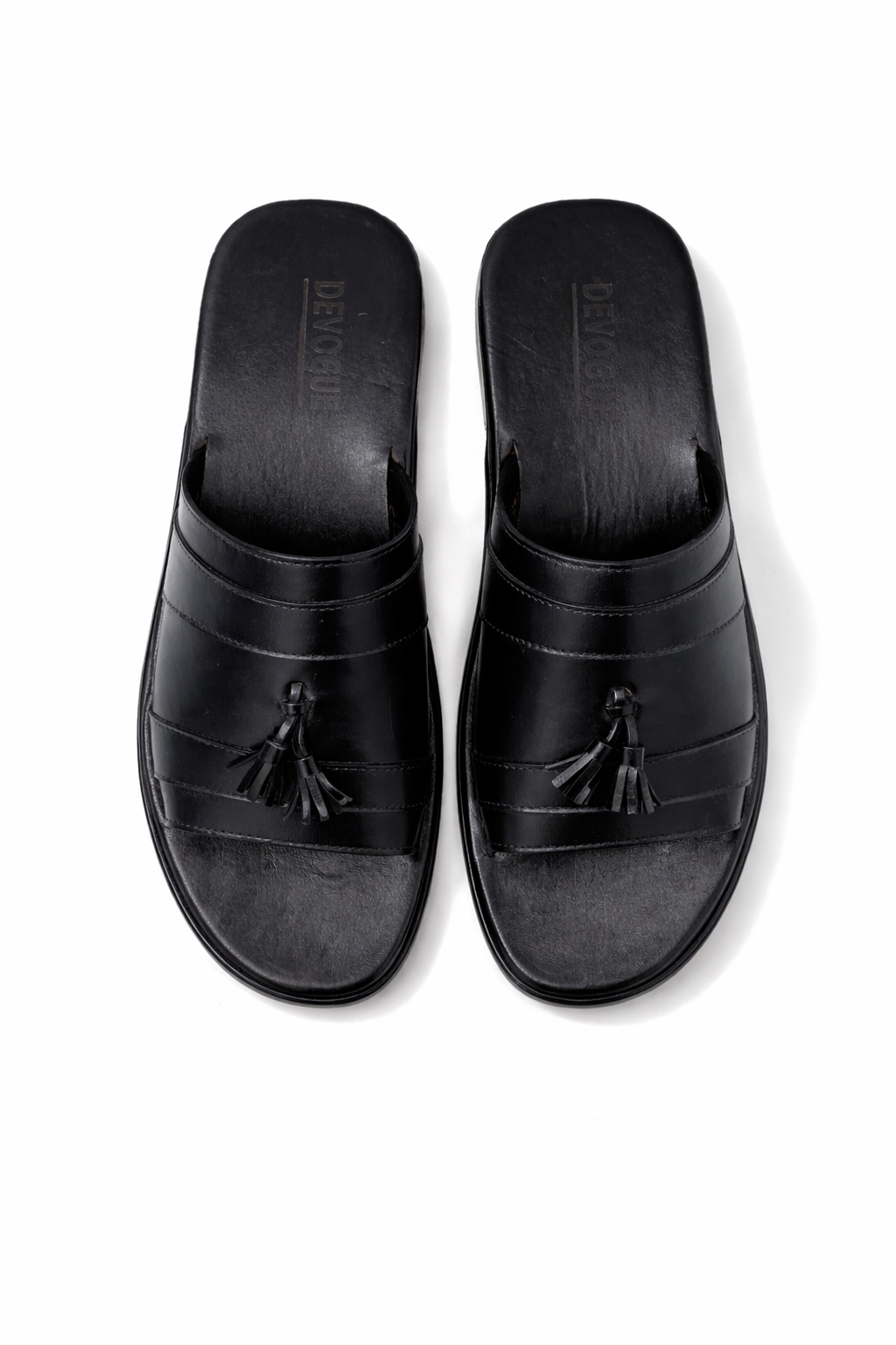 R-407-Black Premium Quality Tassel Chappal Pure Cow Leather Shoes Trending shoes - DeVogue