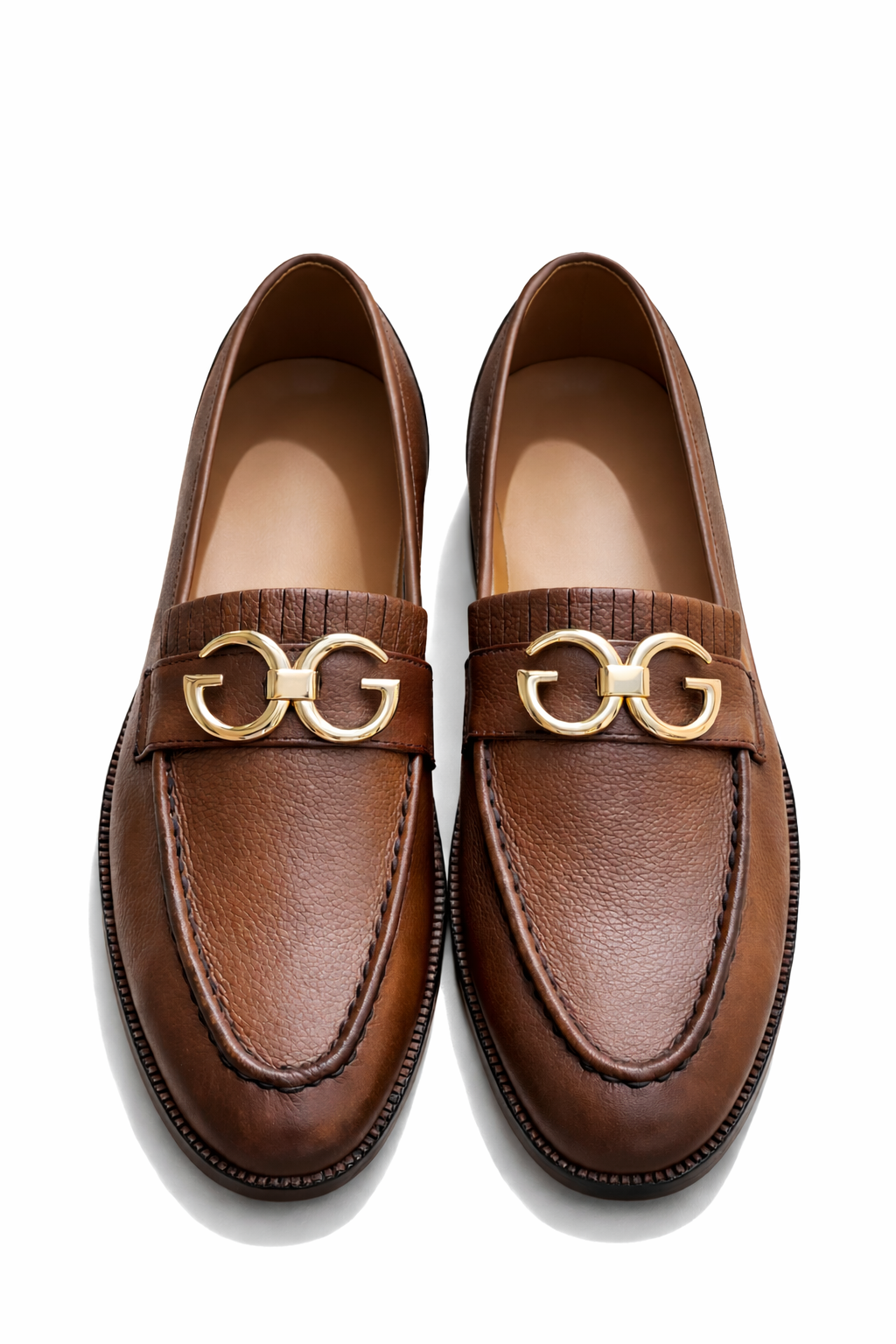 4032-Brown Soft Grain Premium Formal leather loafers - DeVogue